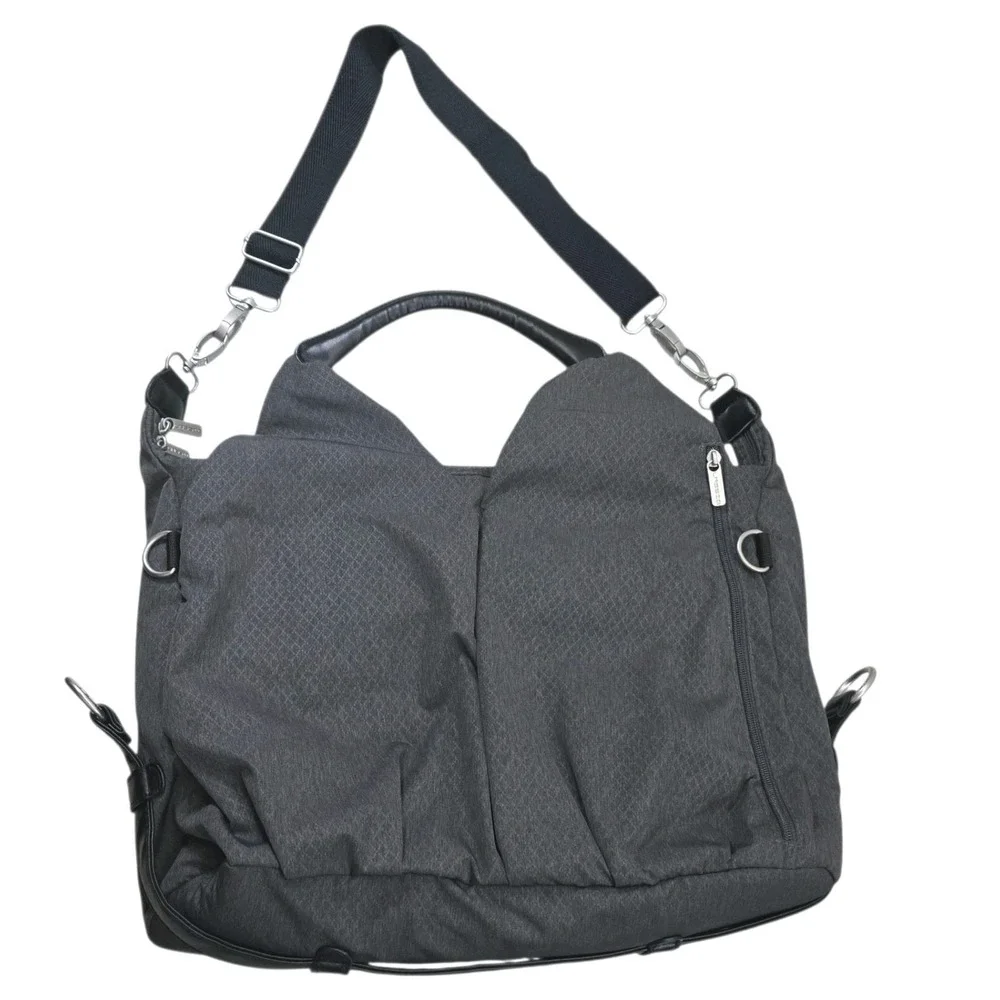 Lassig Neckline‎ Diaper Bag Charcoal Gray Recycled Polyester with Changing Mat